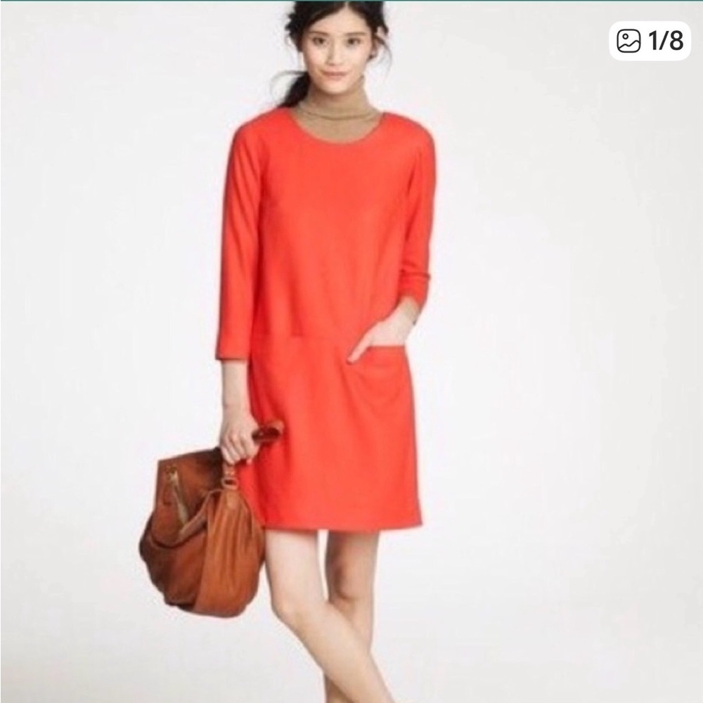 J Crew Jules Wool Orange Sheath dress size 00